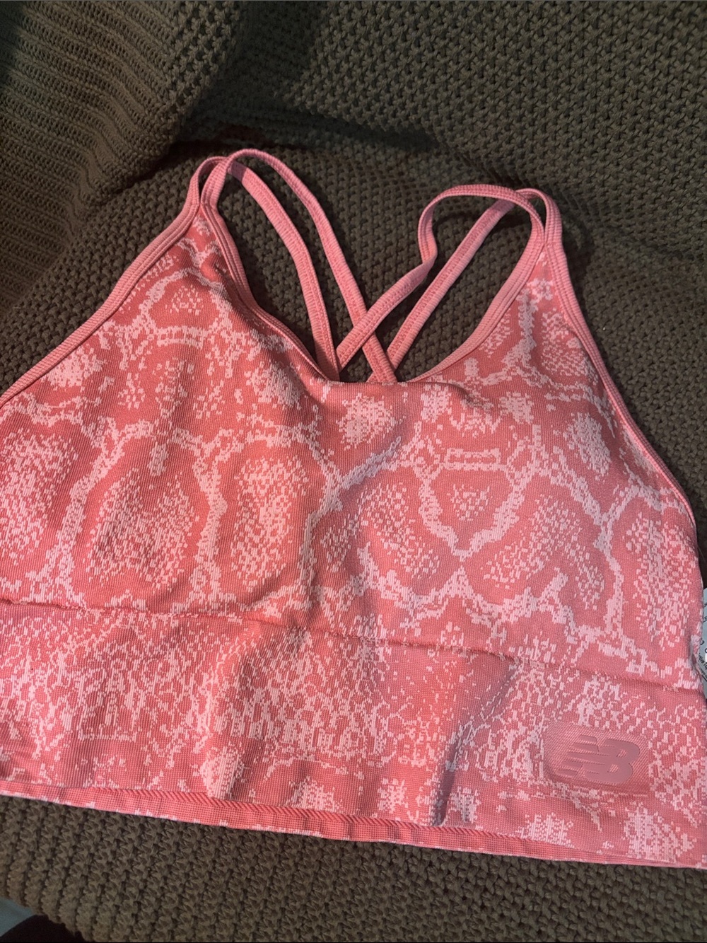 New Balance Pink Athletic Snake Skin Sports Bra size XXL